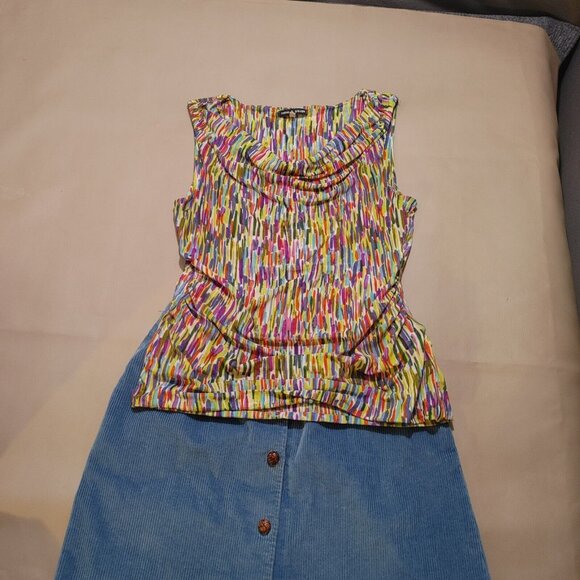 Vintage 80s L.L. Bean Blue Corduroy Skirt - Picture 7 of 14